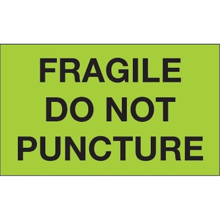 Bondad 3 x 5 in. - Fragile - Do Not Puncture Fluorescent Green Labels - Roll of 500 BO3347718